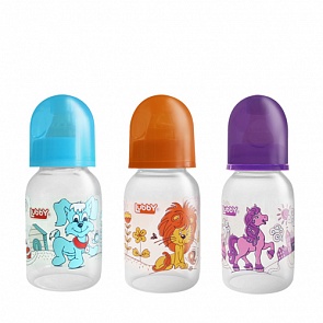 Бутылочка с соской из серии Веселые животные, от 0 мес., 125 мл. (Lubby, 13565/144/12)